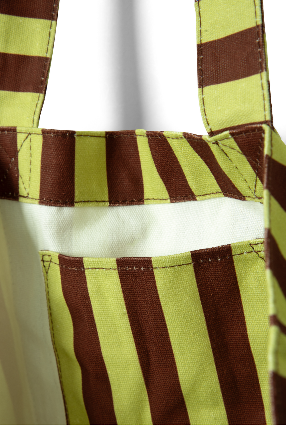 large canvas tote bag - green stripe