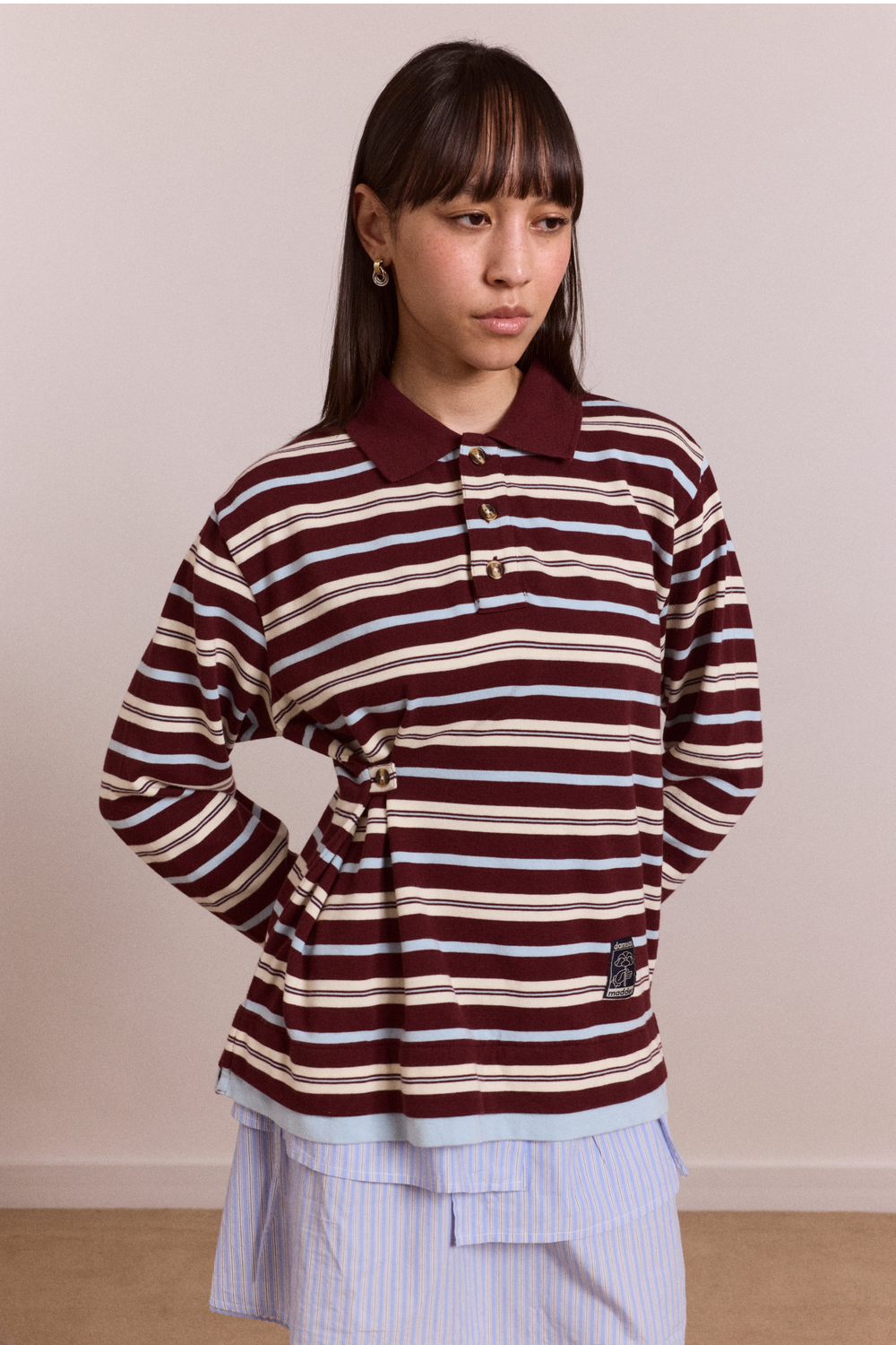 noah cinch layered rugby - choc stripe