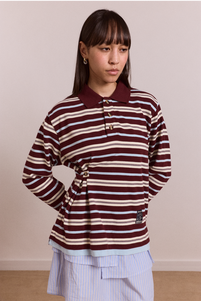 noah cinch layered rugby - choc stripe