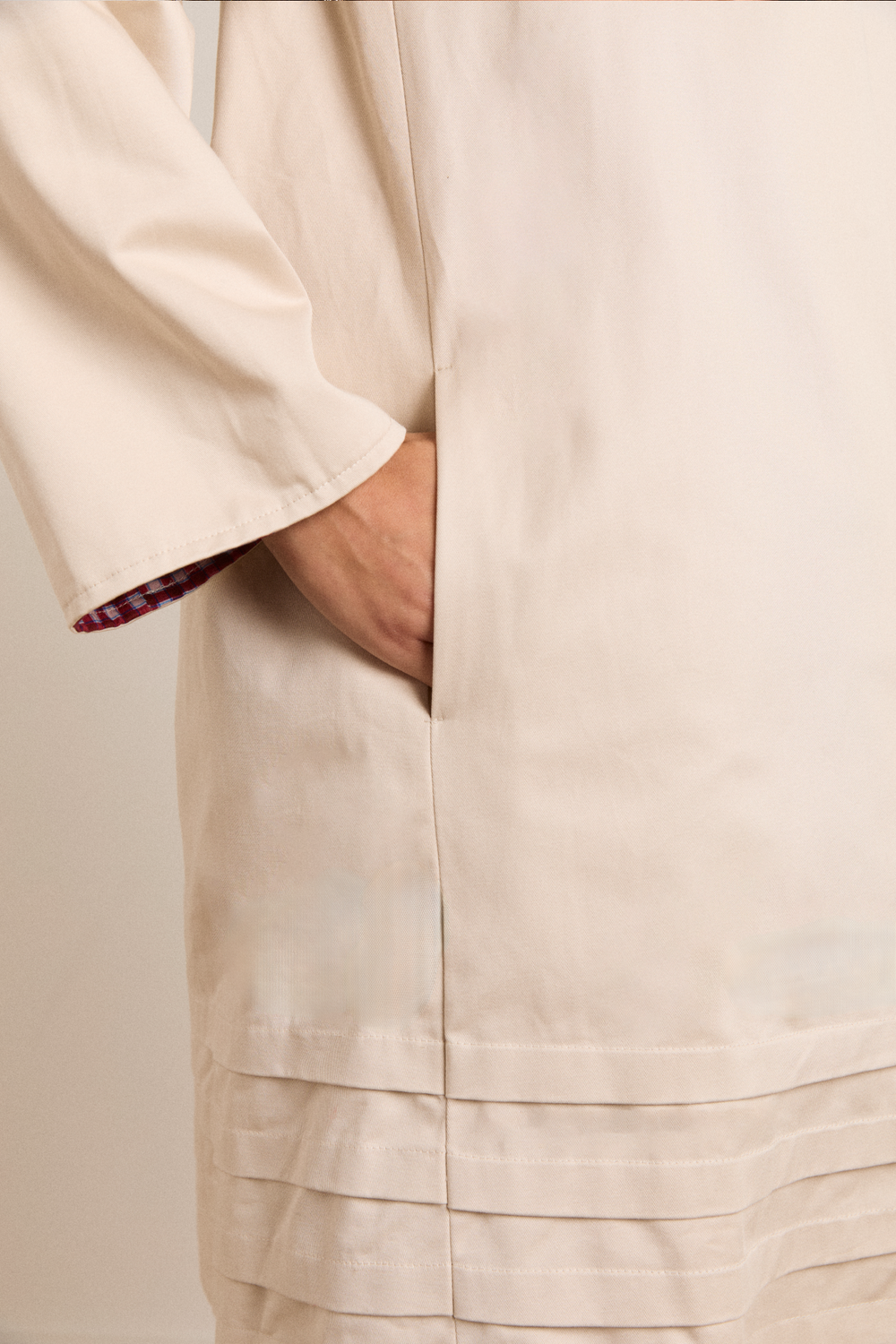 mercedes bow reversible trench - gingham & ecru