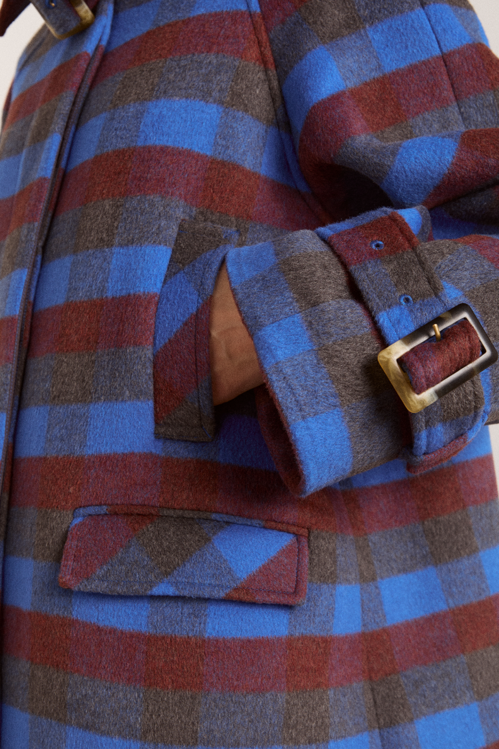 vivi wool coat - blue/brick