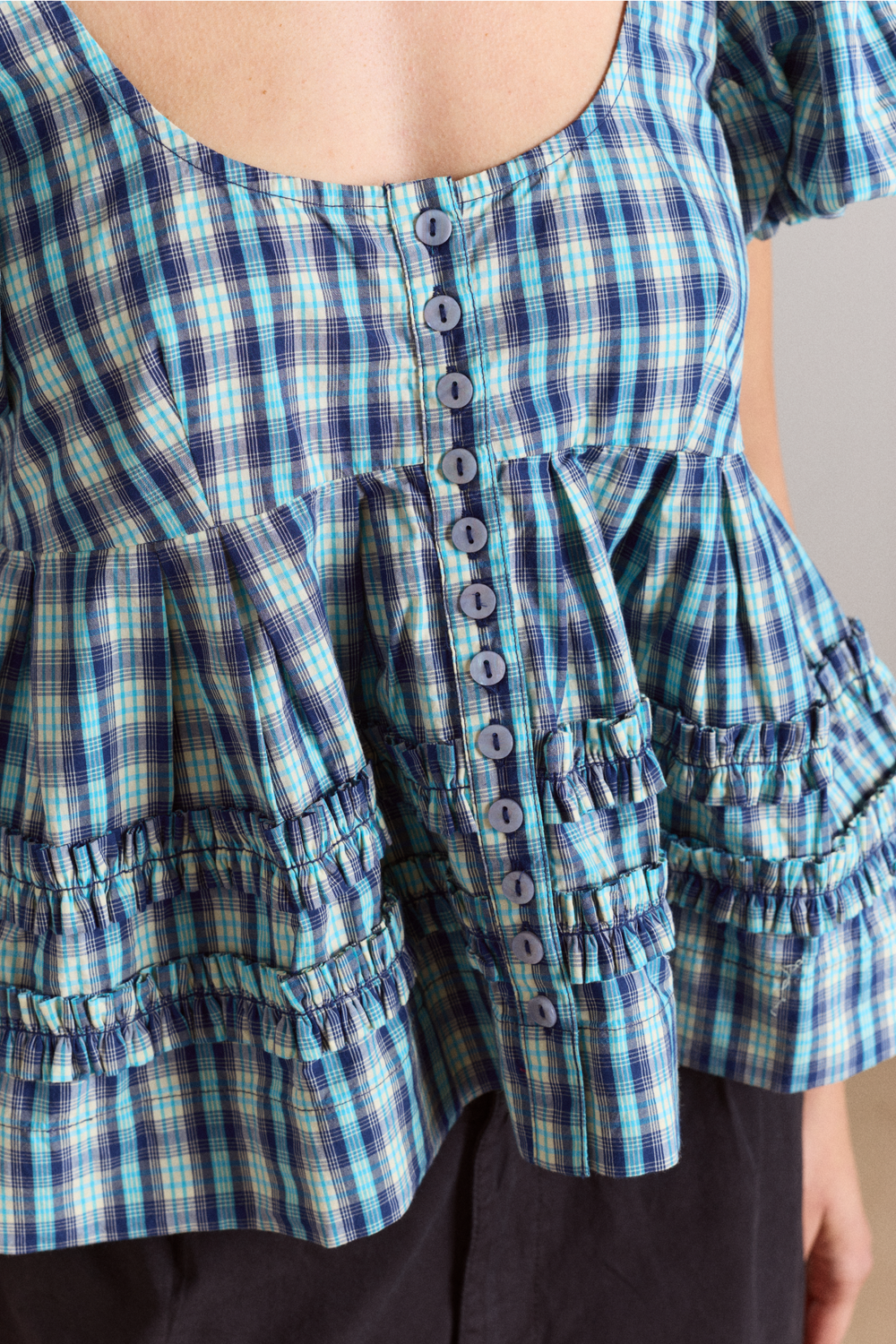 summer joy blouse- tomboy check