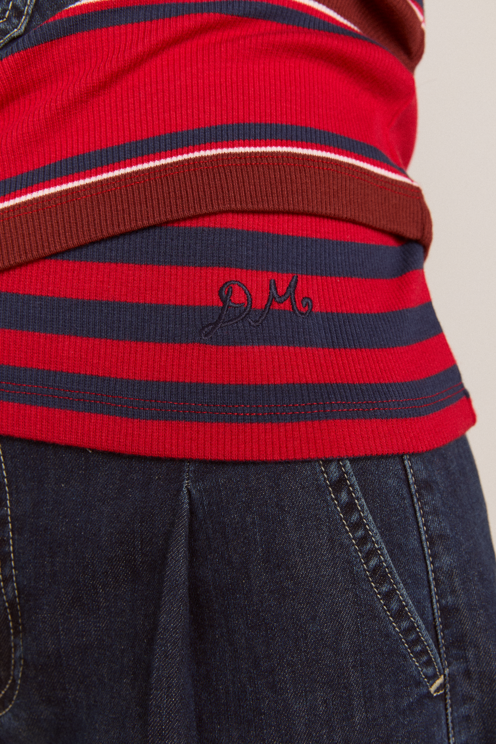 manon layered ls tee red stripe