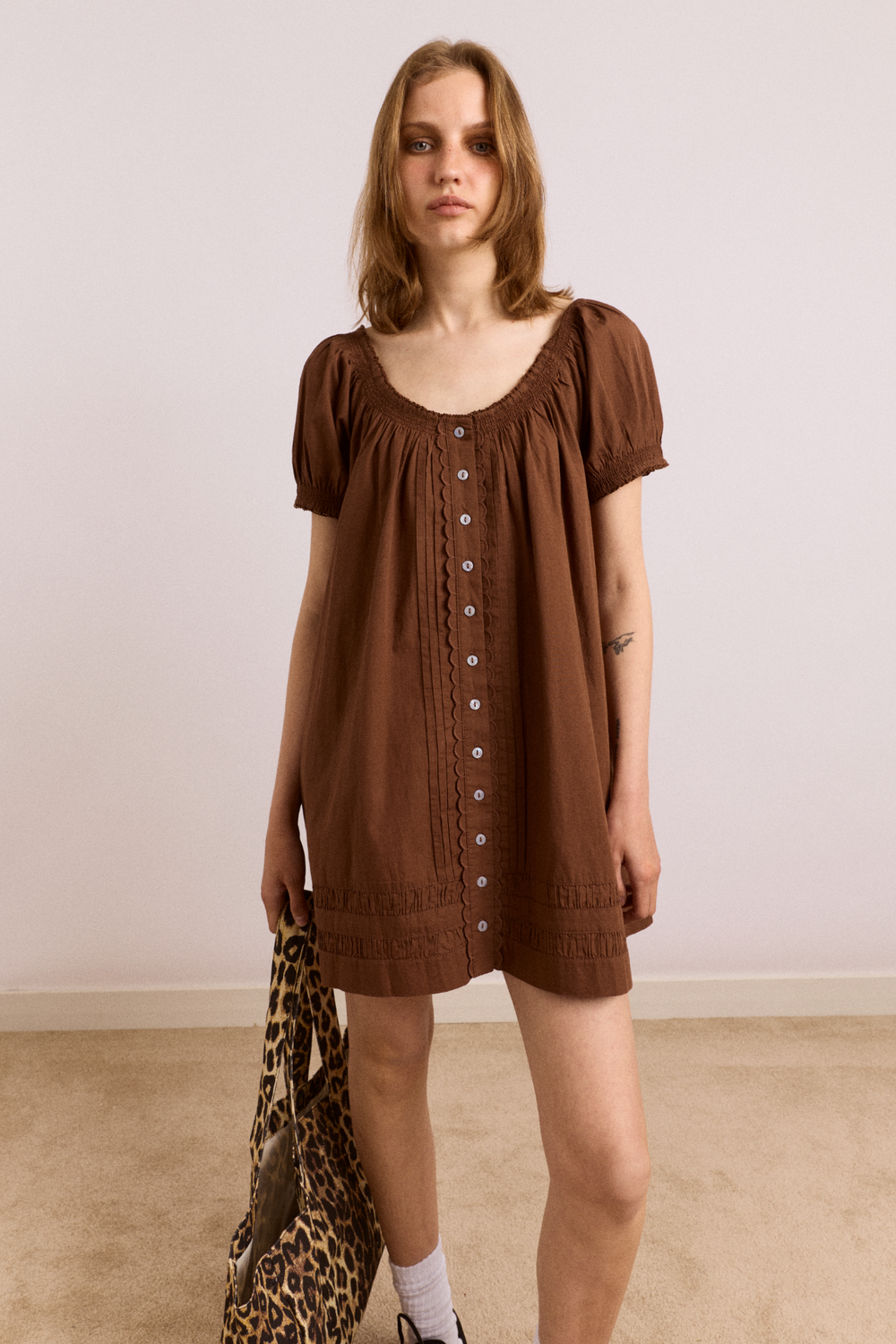 Noemie Mini Dress - Choc