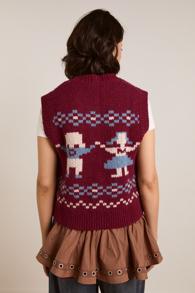 sofie wool vest - novelty intarsia