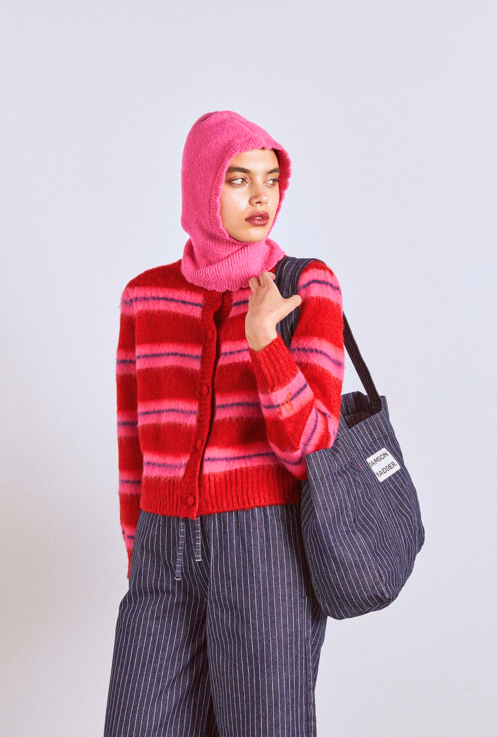 cece stripe cardigan - red & pink stripe