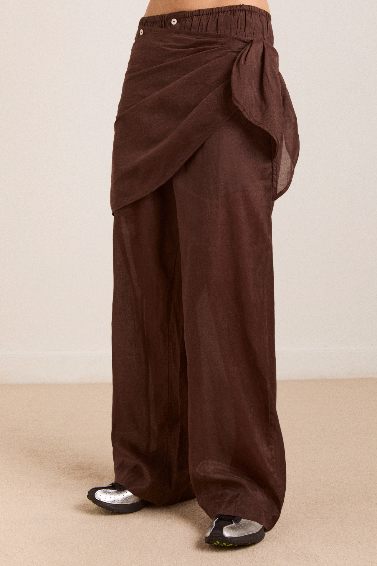 Paula Sarong Trousers - Sheer Choc – Damson Madder