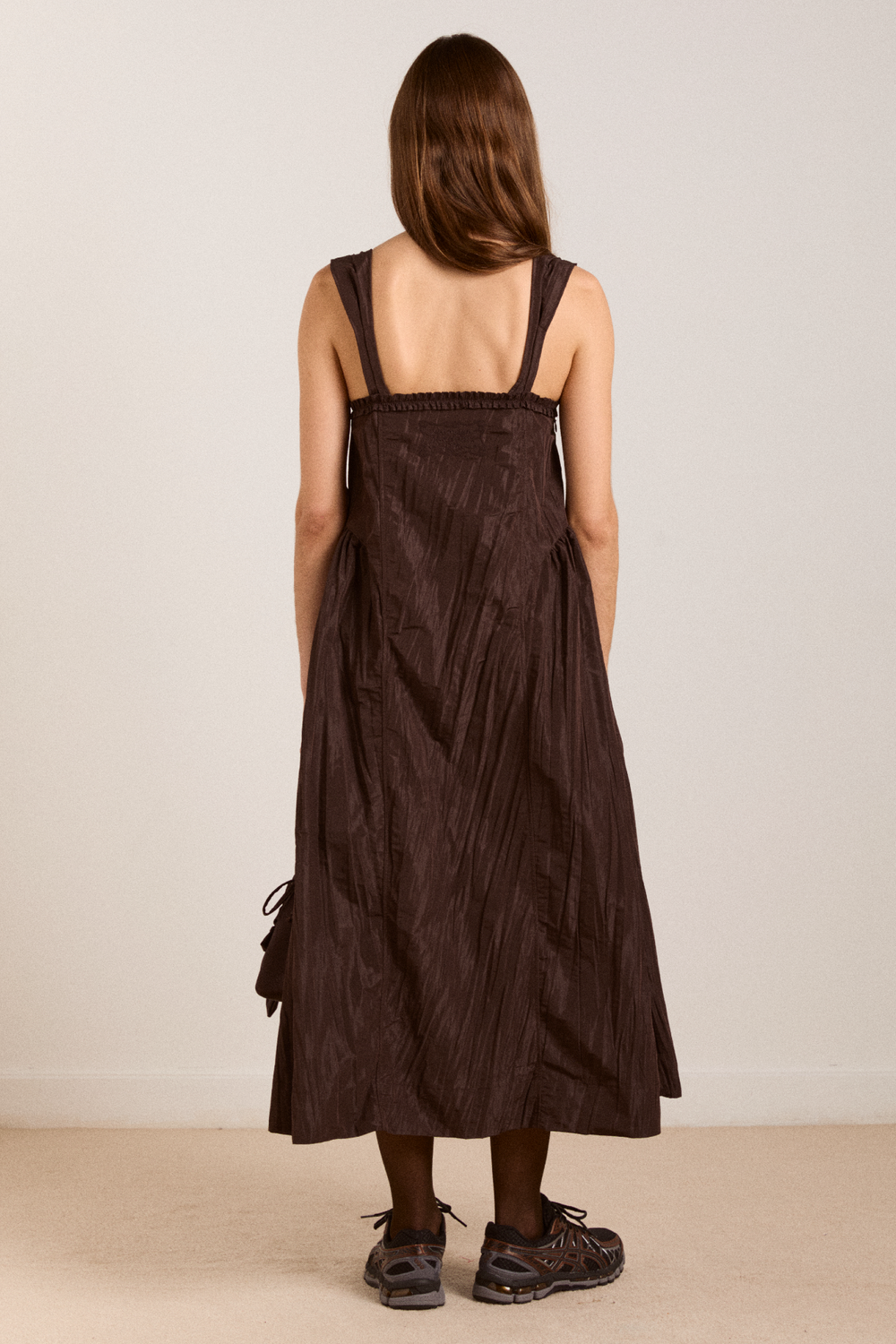 elina midi dress - choc taffeta