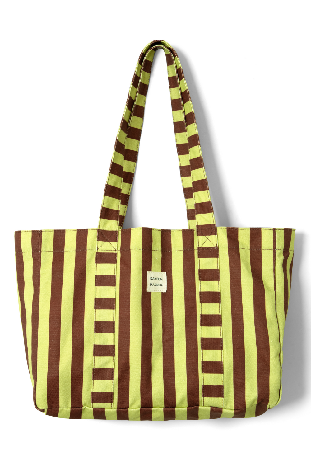 large canvas tote bag - green stripe