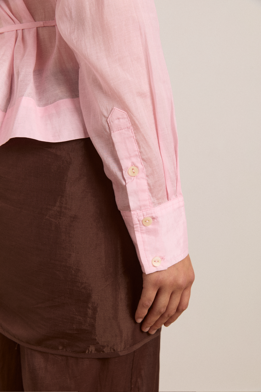 wendy long sleeve sheer blouse - pale pink