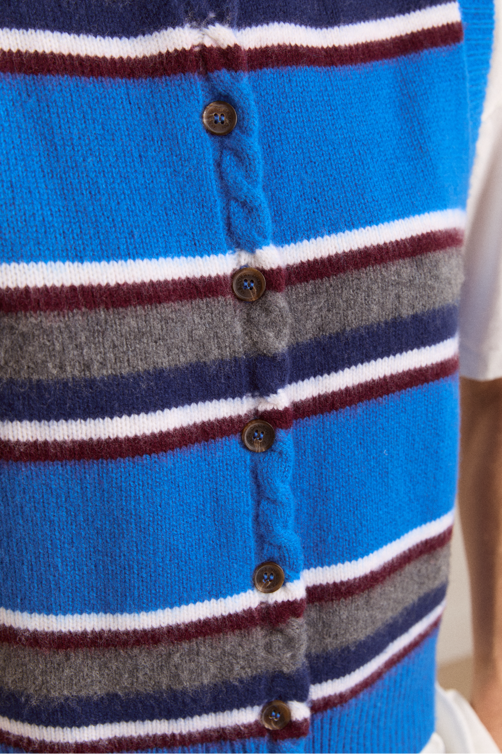 sofie merino wool vest - blue stripe