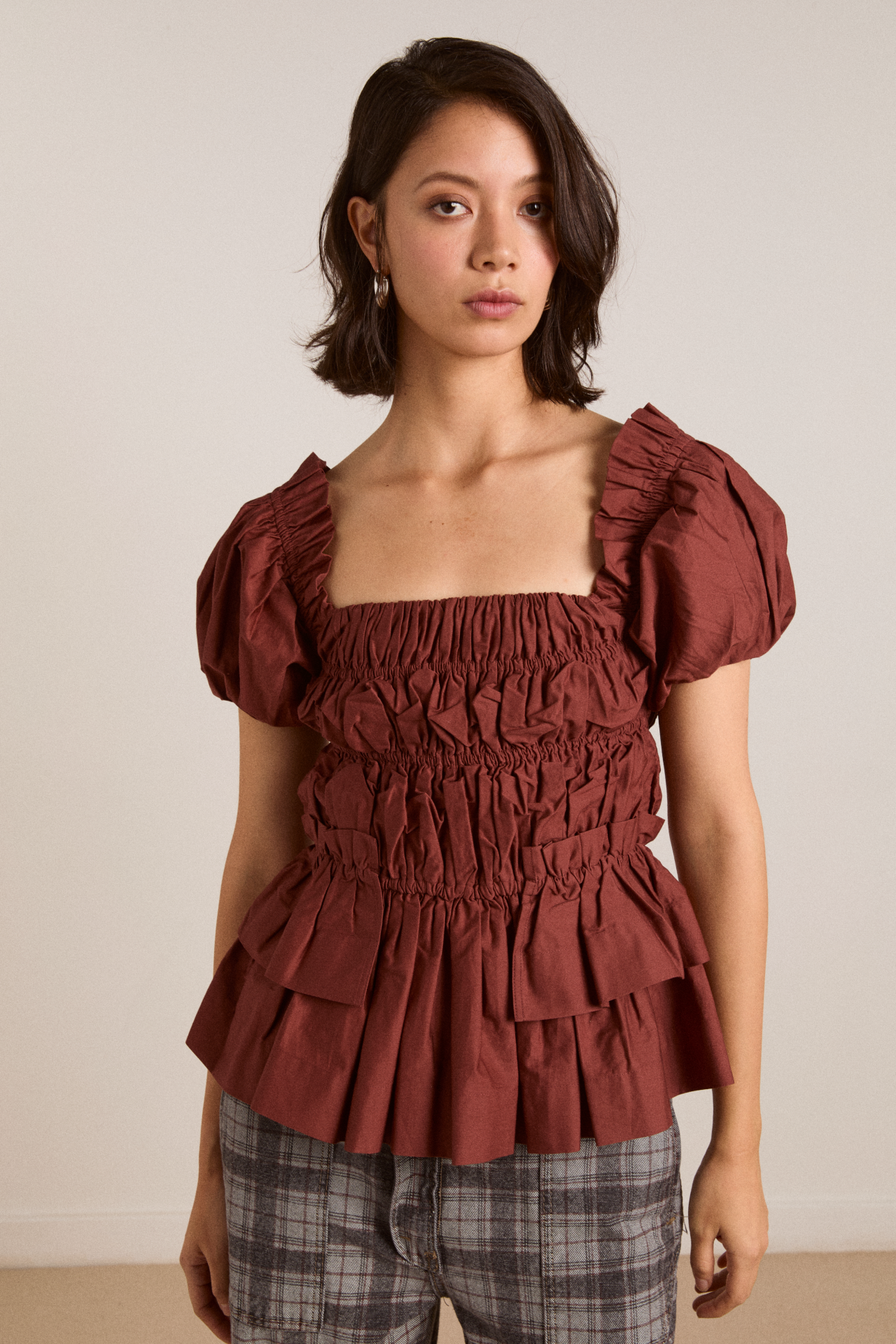 lyza blouse - brick – Damson Madder lyza blouse - brick – Damson Madder