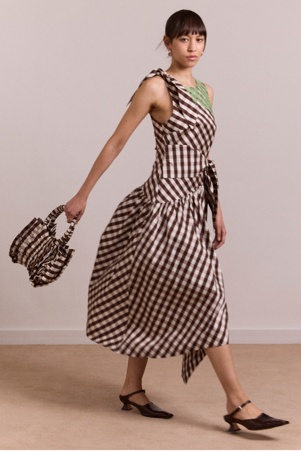 gisele midi dress - choc check