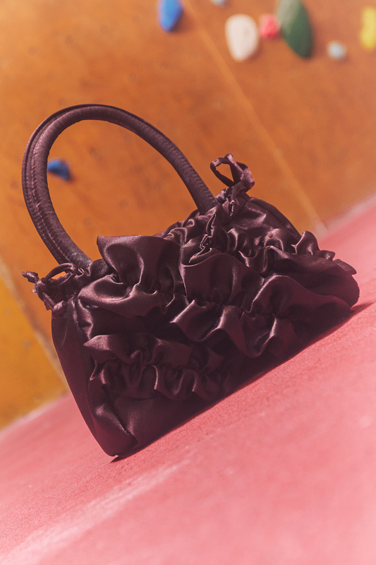 frilly alani bag - coffee bean satin