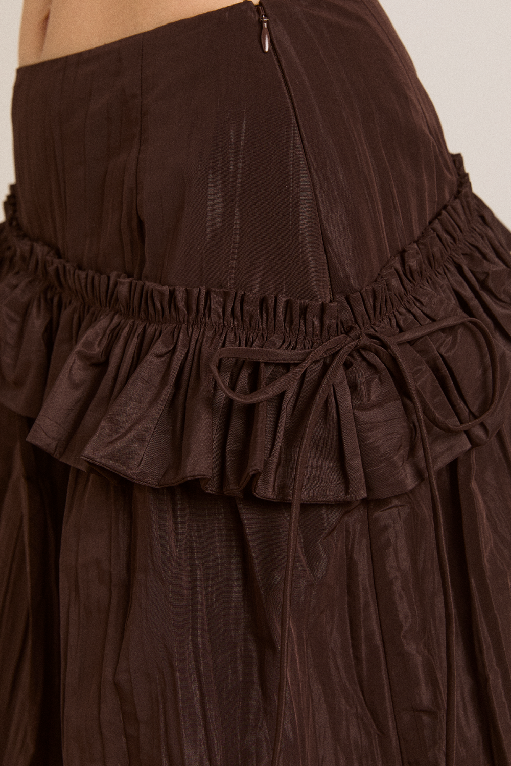 flavia midi skirt - choc taffeta