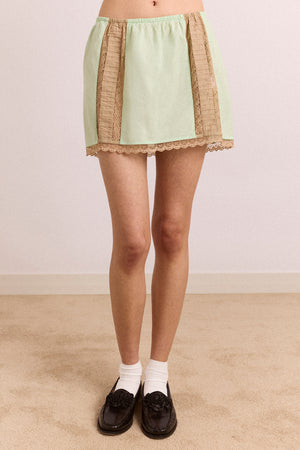 Addie Lace Mini Skirt - Mint