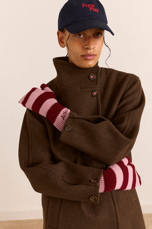 Merino Wool Mittens - Pink & Red Stripe