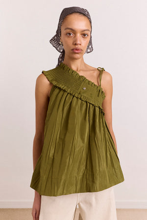 Alma Cami - Olive Taffeta