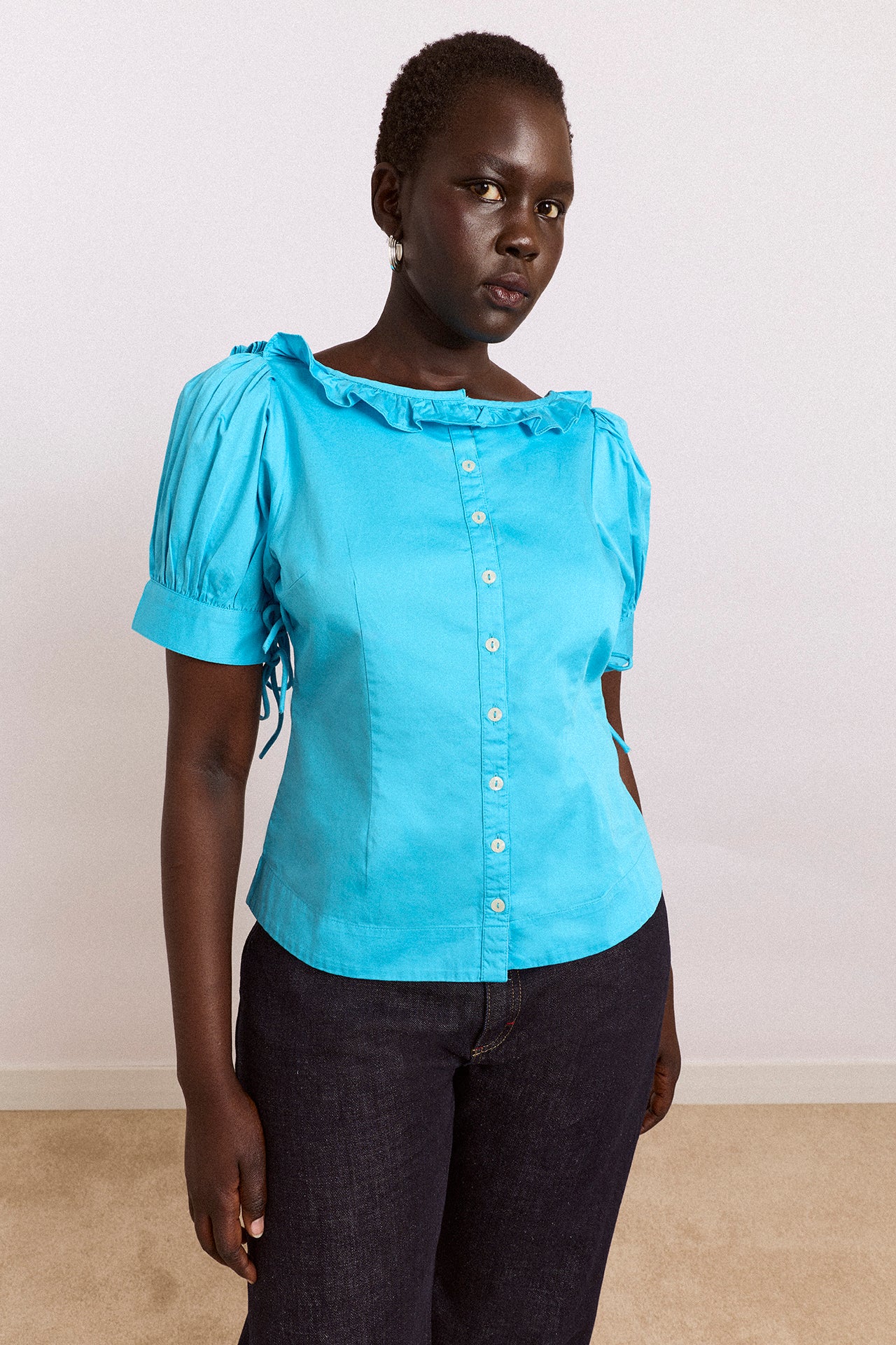 anke blouse - river blue – Damson Madder