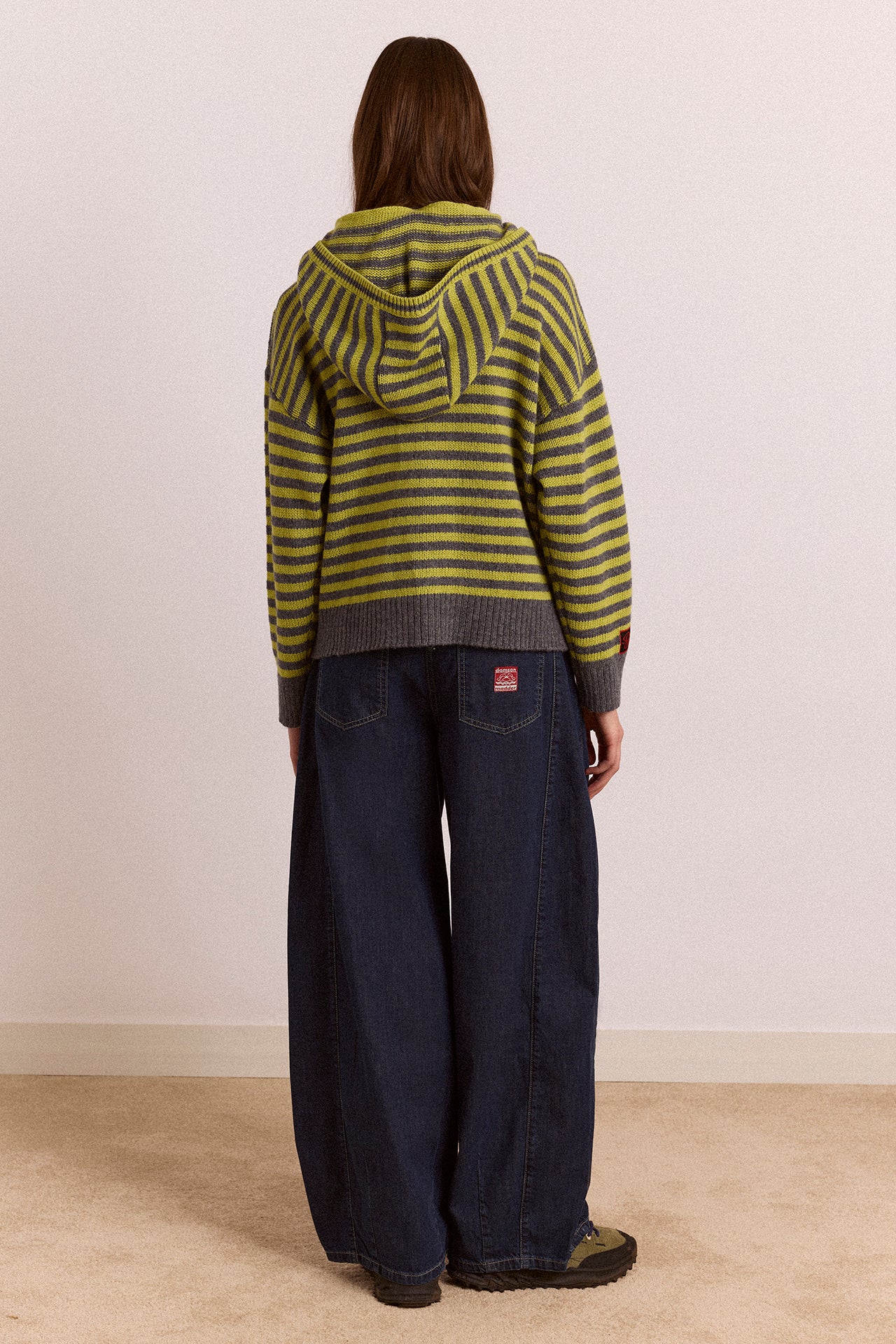 Anouk Cardigan With Removable Hood - Olive/Grey – Damson Madder