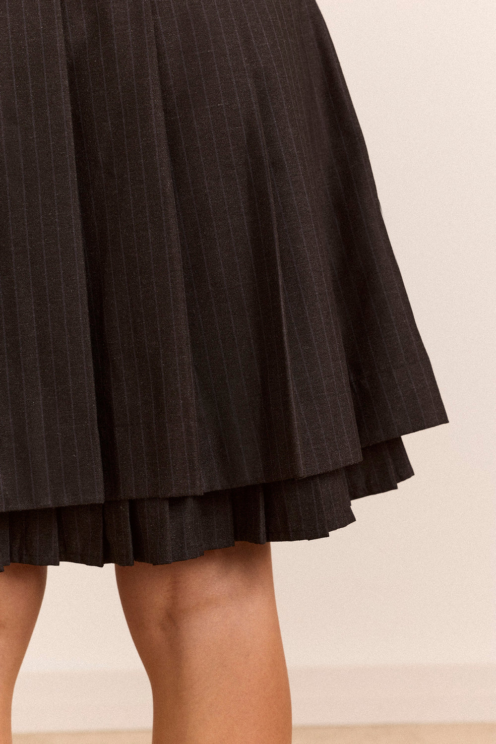 Savannah Double Layered Skirt - Navy Pinstripe