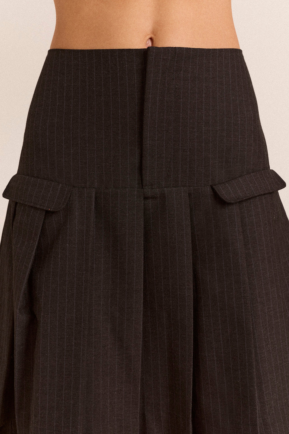 Savannah Double Layered Skirt - Navy Pinstripe