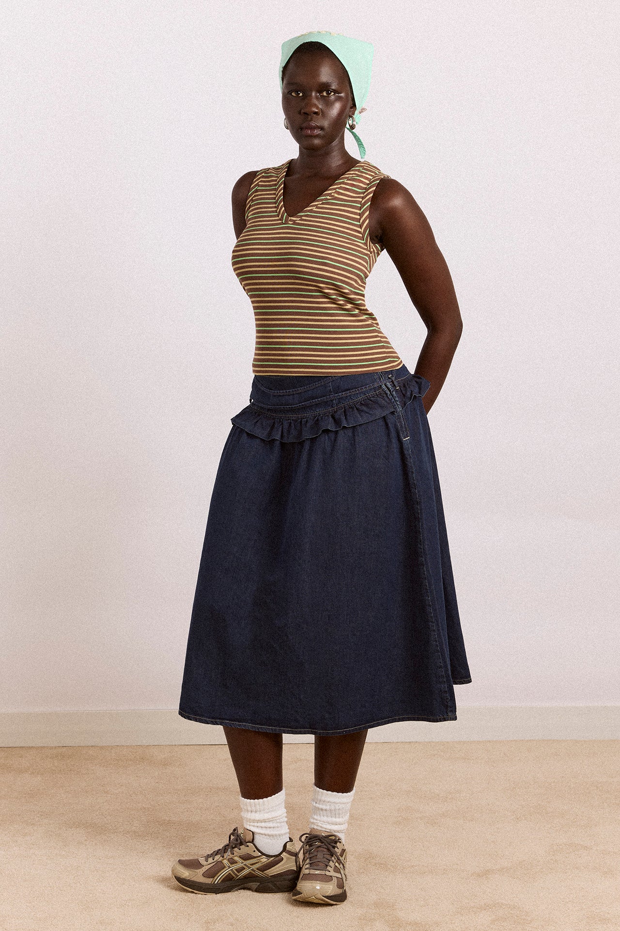 Arlea V-Neck Tank - Brown Stripe – Damson Madder
