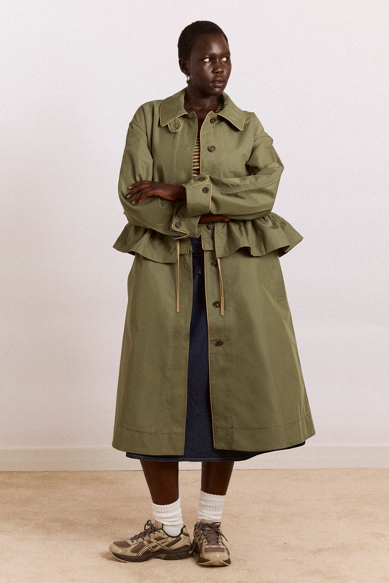 multi-wear myrtle trench in khaki – Damson Madder