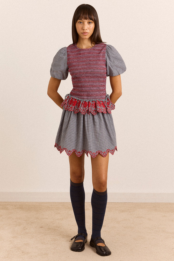 Audrey Mini Dress - Black & White Gingham