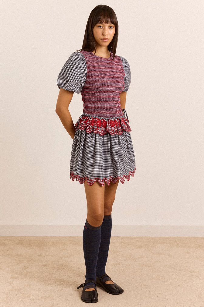 Audrey Mini Dress - Black & White Gingham