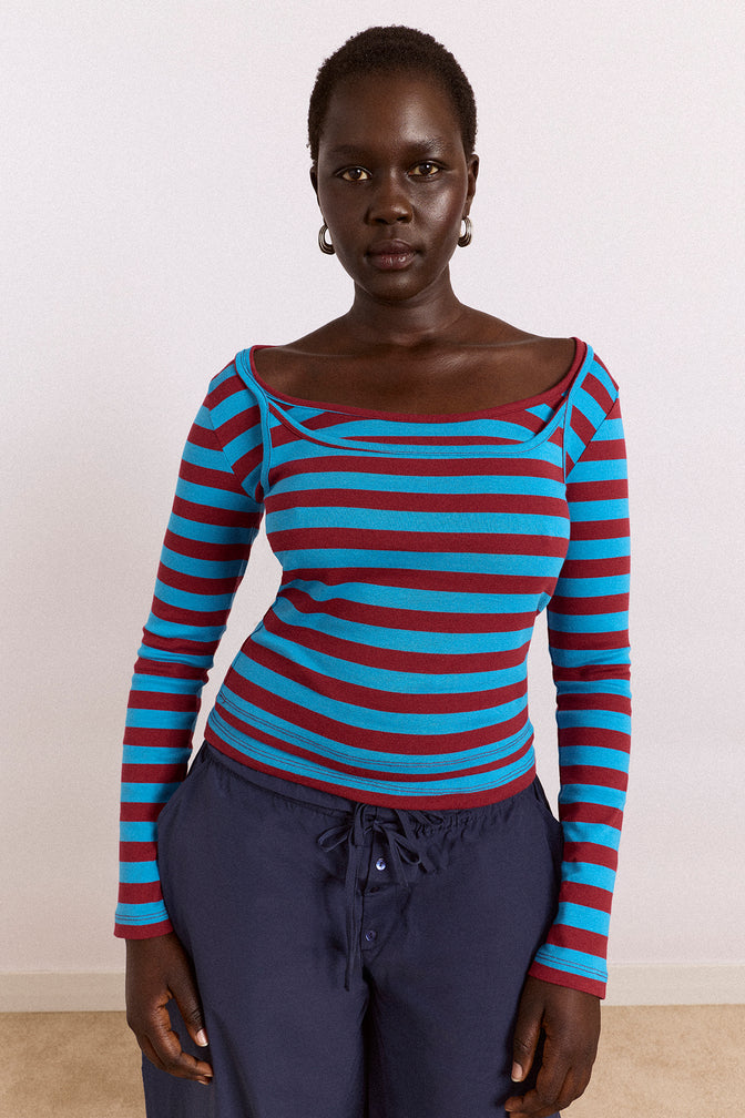 Avielle Double Layer Top - Blue Stripe