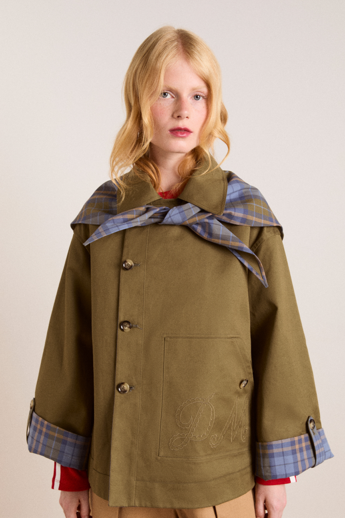 pre-order reversible jerry crop trench coat - olive