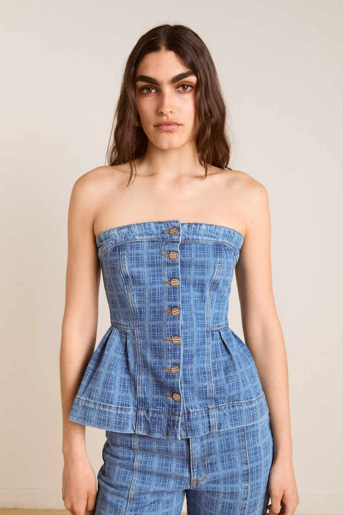eloise denim top - laser check
