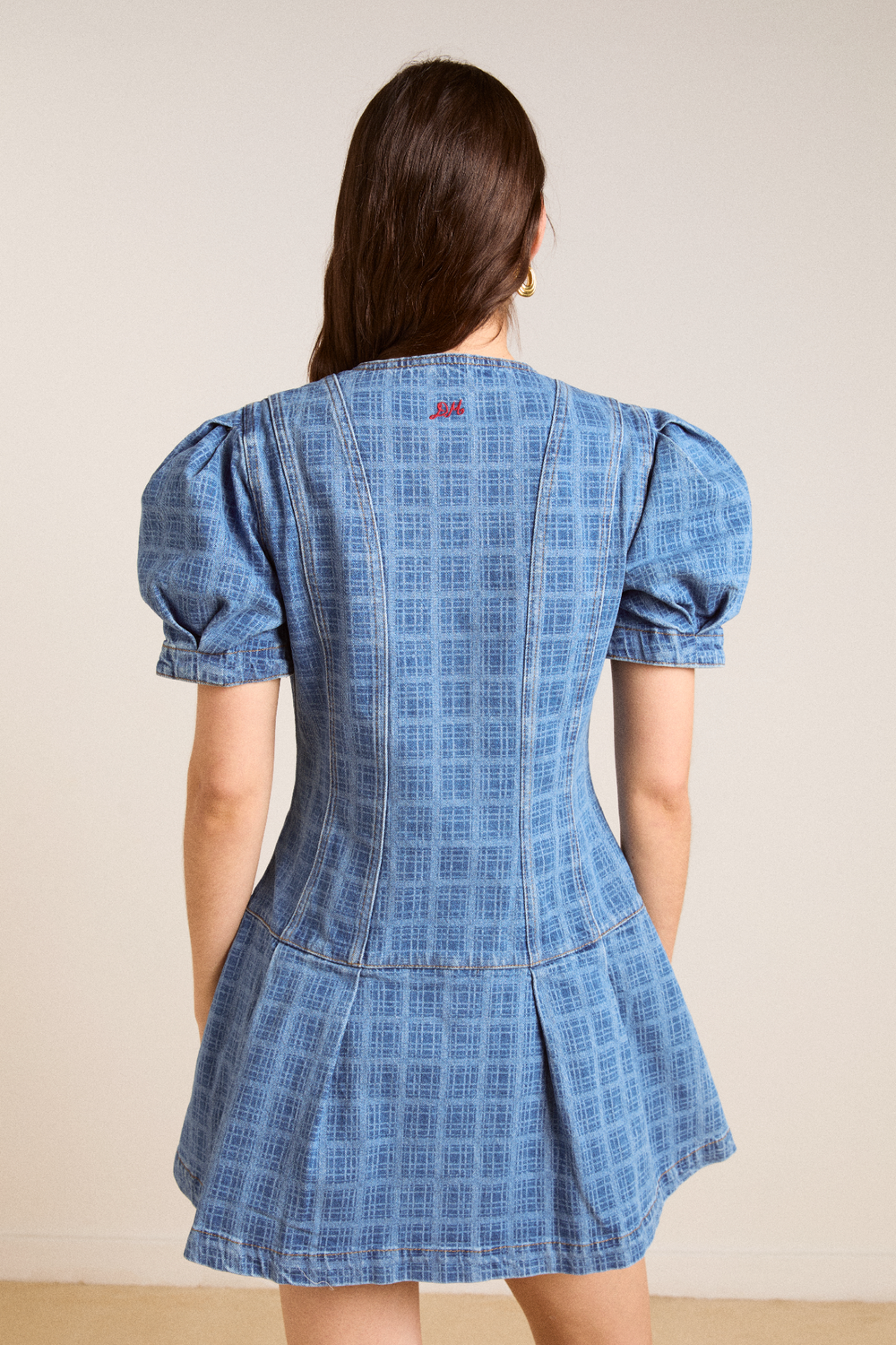shell denim mini dress Pippa Keyhole Denim Mini Dress