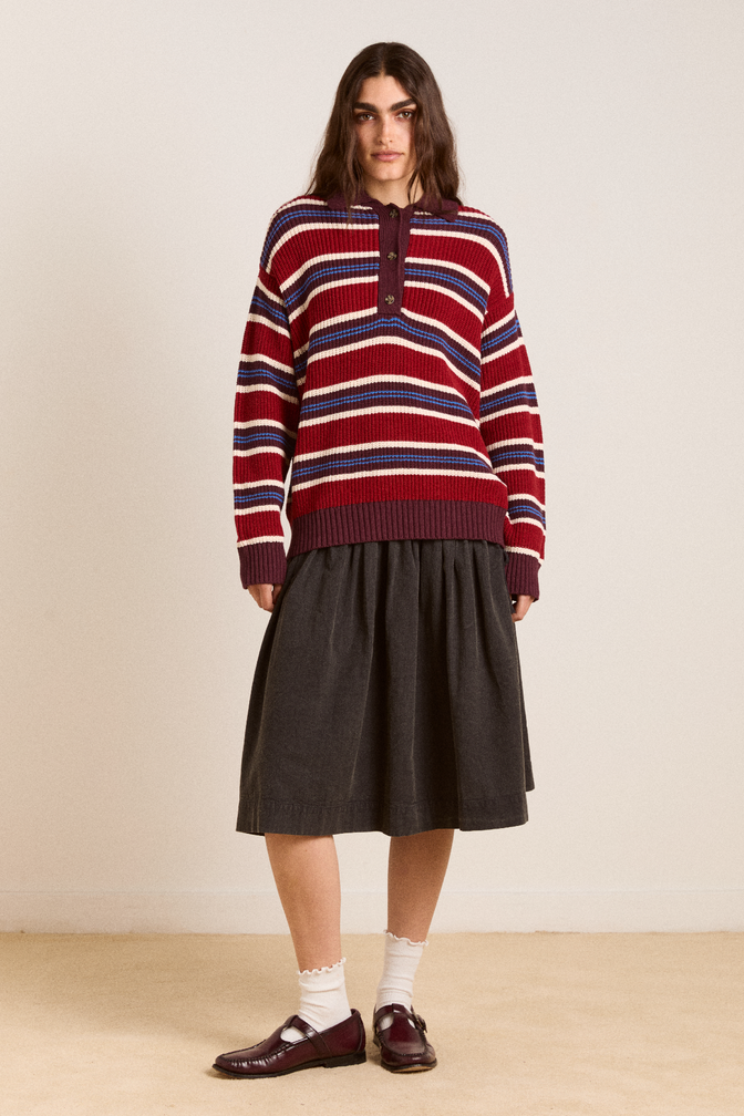 ilona striped rugby jumper - burg stripe