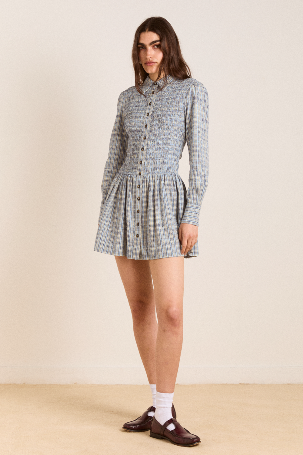 bora mini dress cloudy check1