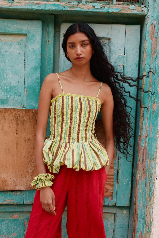 bethan bubble cami - tropical business stripe