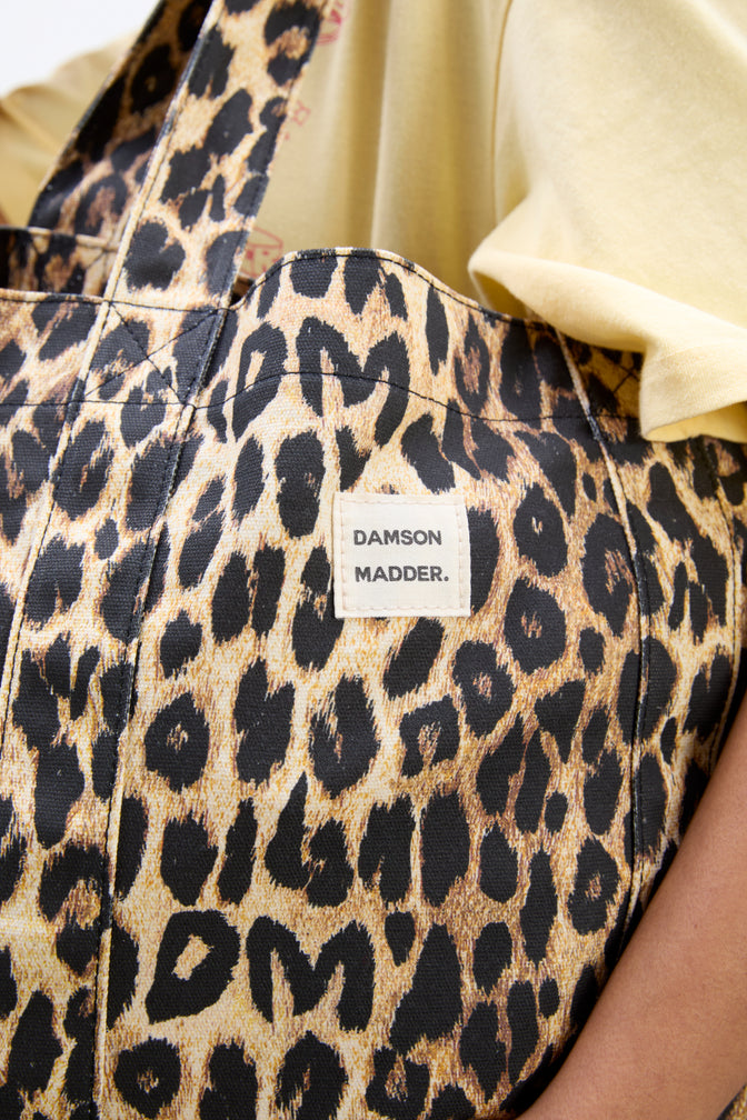canvas leopard tote bag