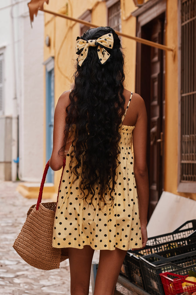 hair bow clip - butter spot