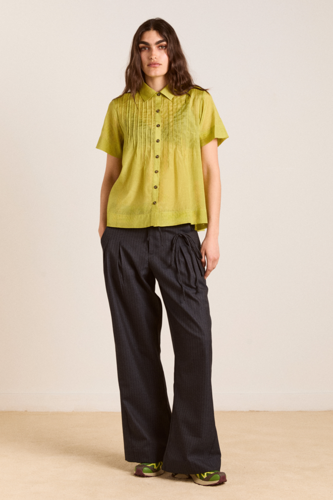 sheer wendy blouse - golden lime