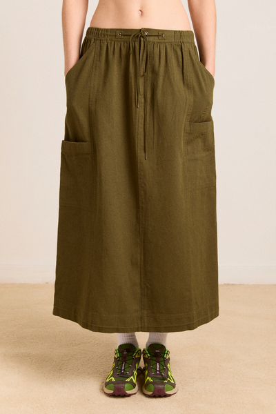 mida ミダス カーキカーゴ Vika Utility Midi Skirt - Olive – Damson Madder
