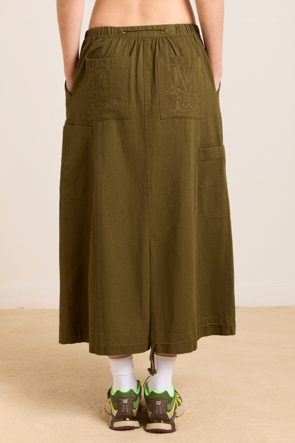 vika utility midi skirt - olive
