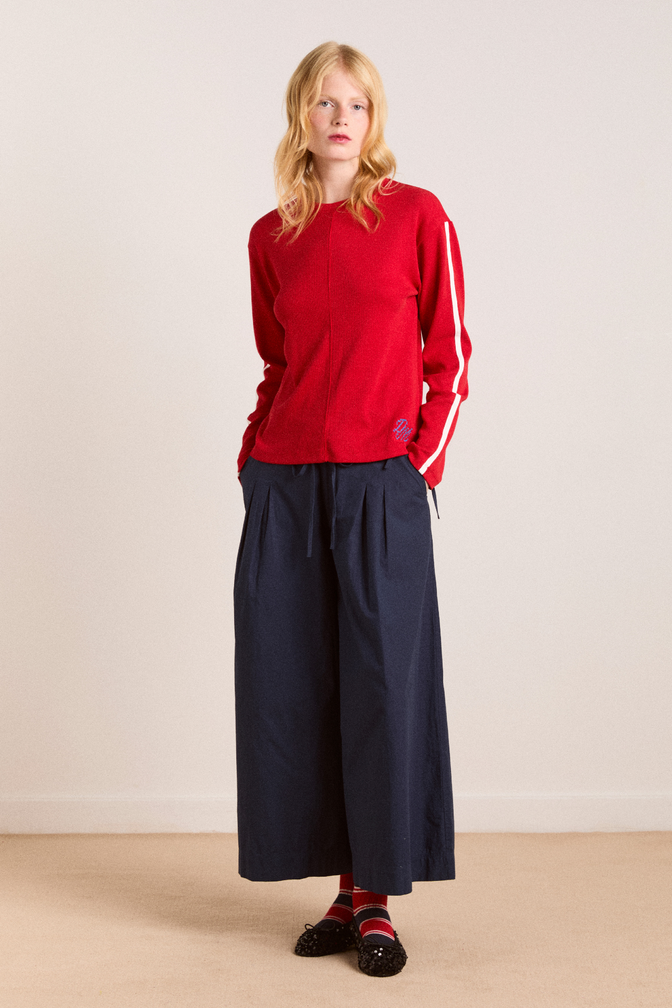 lilah long sleeve top - red rib