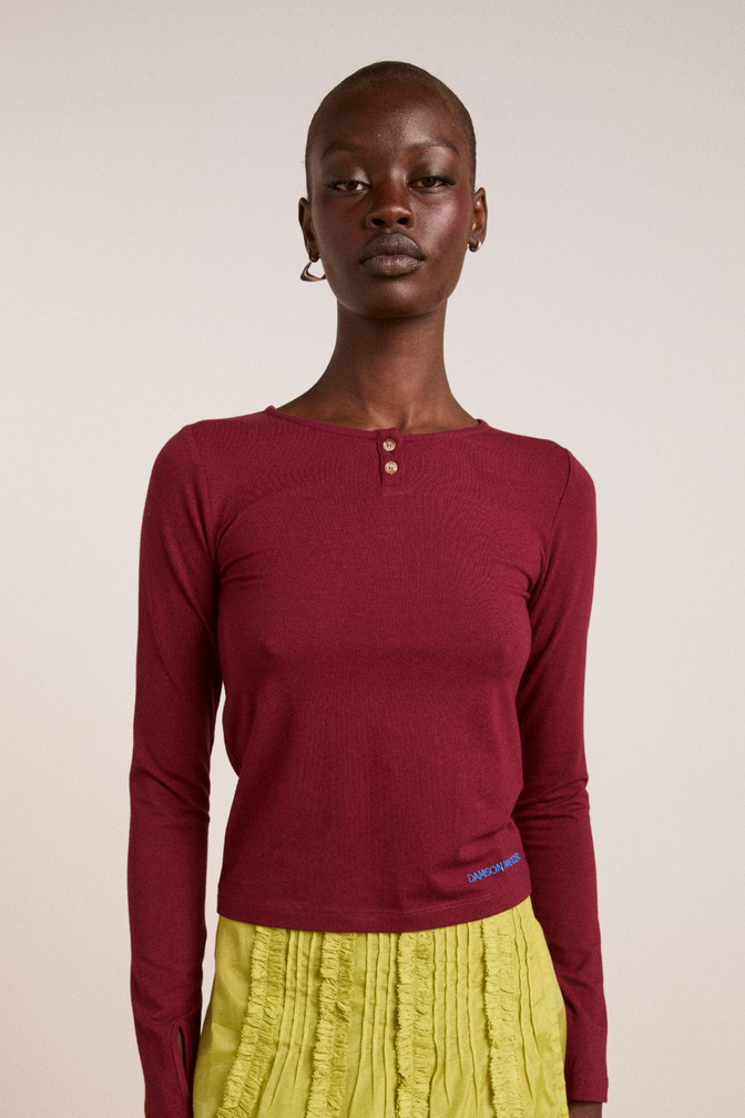 ninette ls top - burgundy