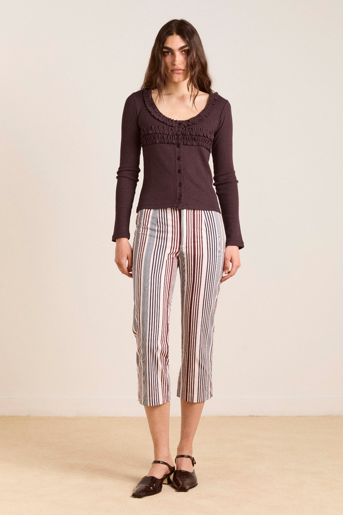gaia capri trouser - multi business stripe
