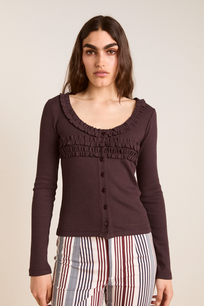 Varsha Frilly Cardi - Brown – Damson Madder