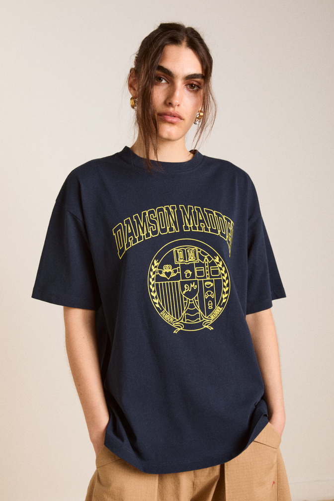 damson collegiate boyfriend tee - navy