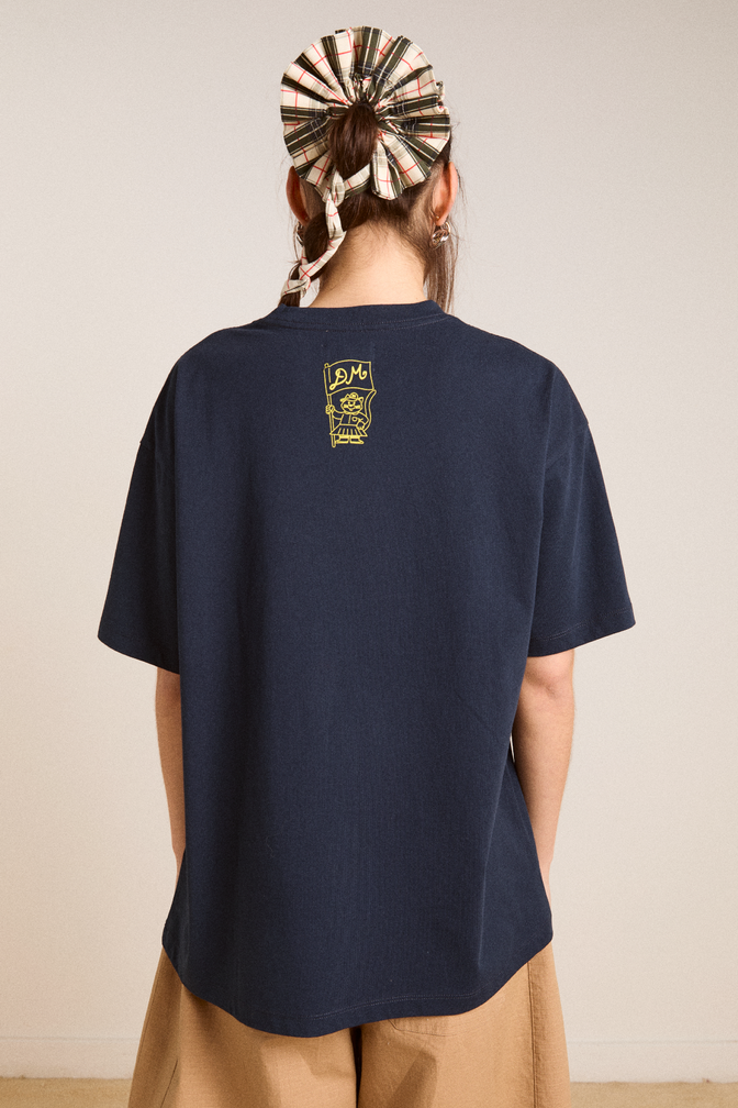 damson collegiate boyfriend tee - navy