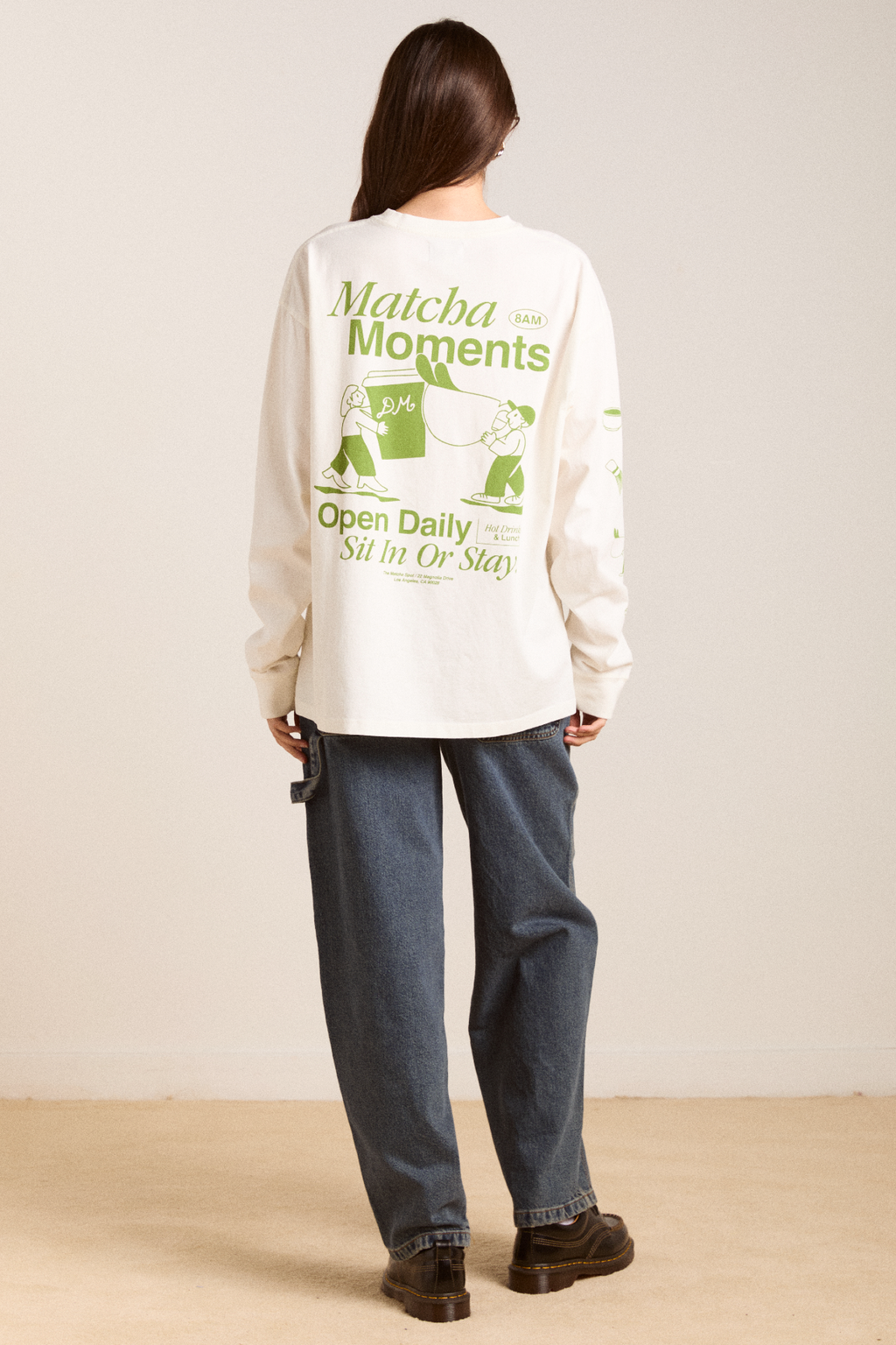 matcha moments long sleeve tee - ecru