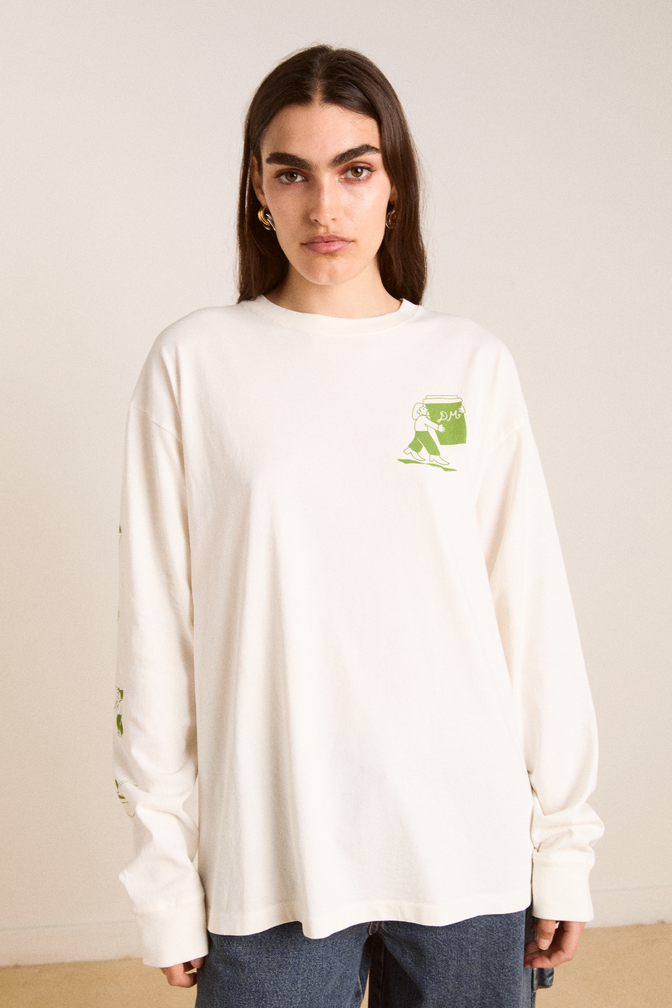 matcha moments long sleeve tee - ecru